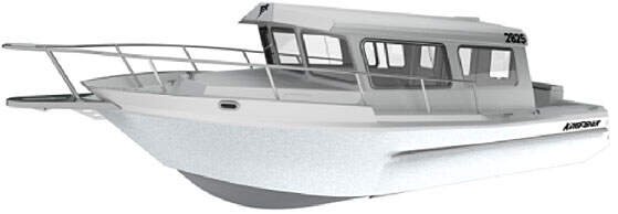 3D render of white and grey Kingfisher 2825 Offshore Boat